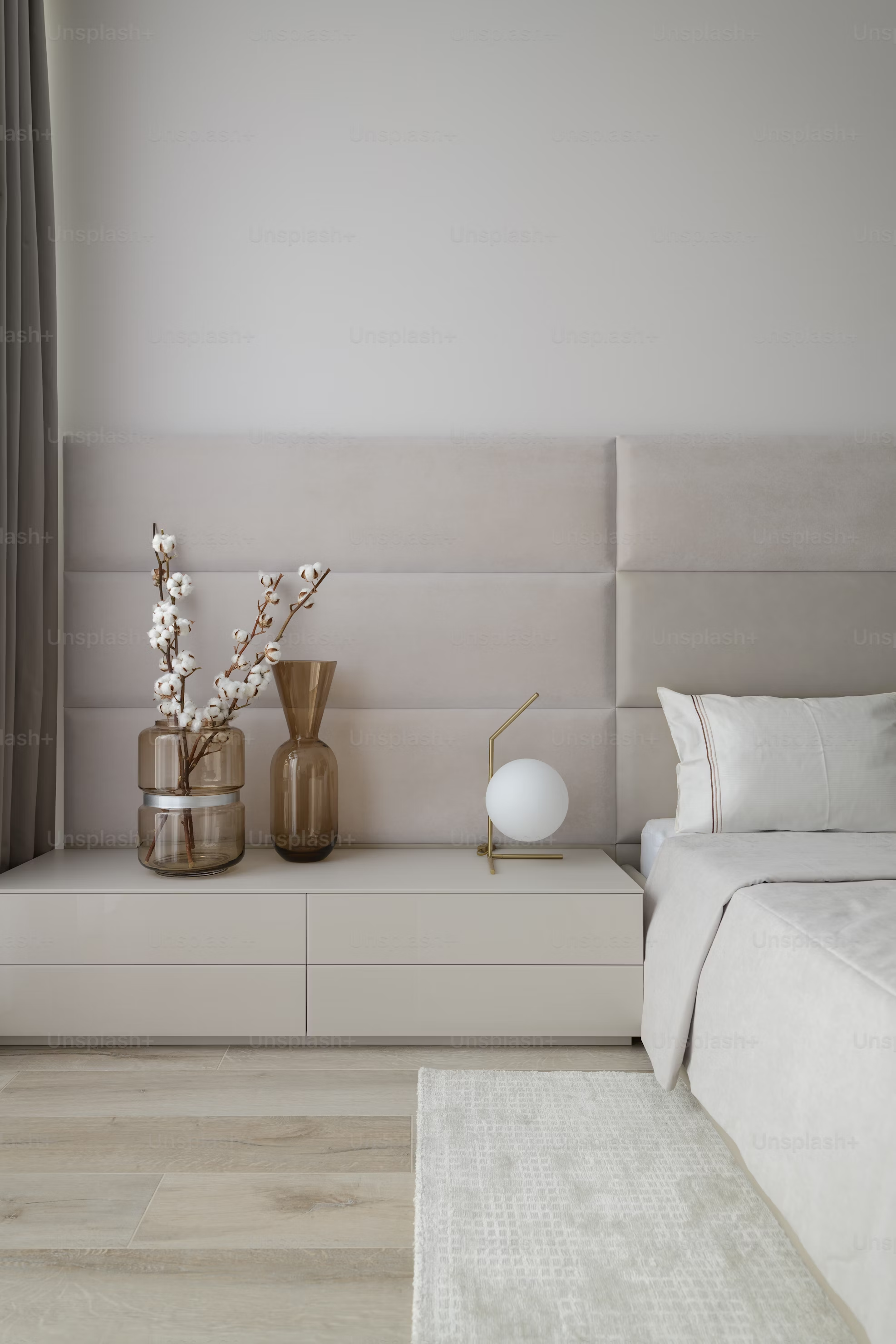 Cozy bedroom with built-in storage